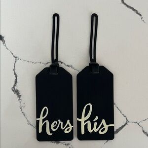 NWOB Kate Spade Black 'Hers & His' Key Luggage Tags